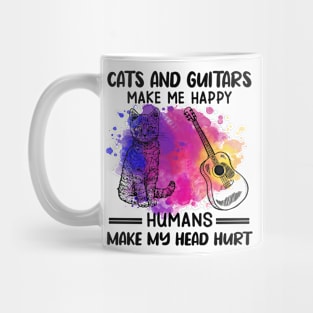 Cats And Guitars Make Me Happy Humans Make My Head Hurt Mug